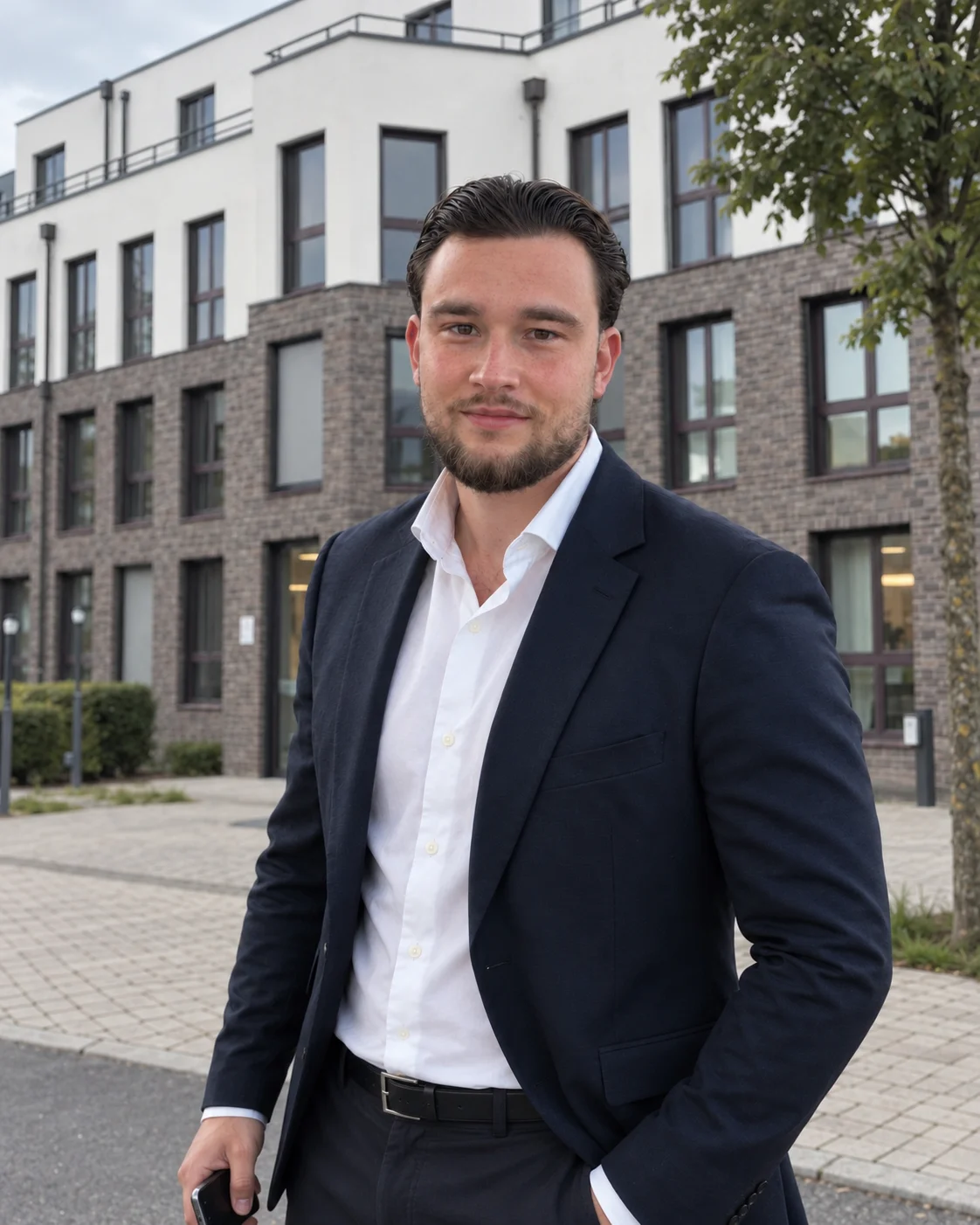 Davis Kilian vor seinem Büro am Europaplatz 9 in Dortmund