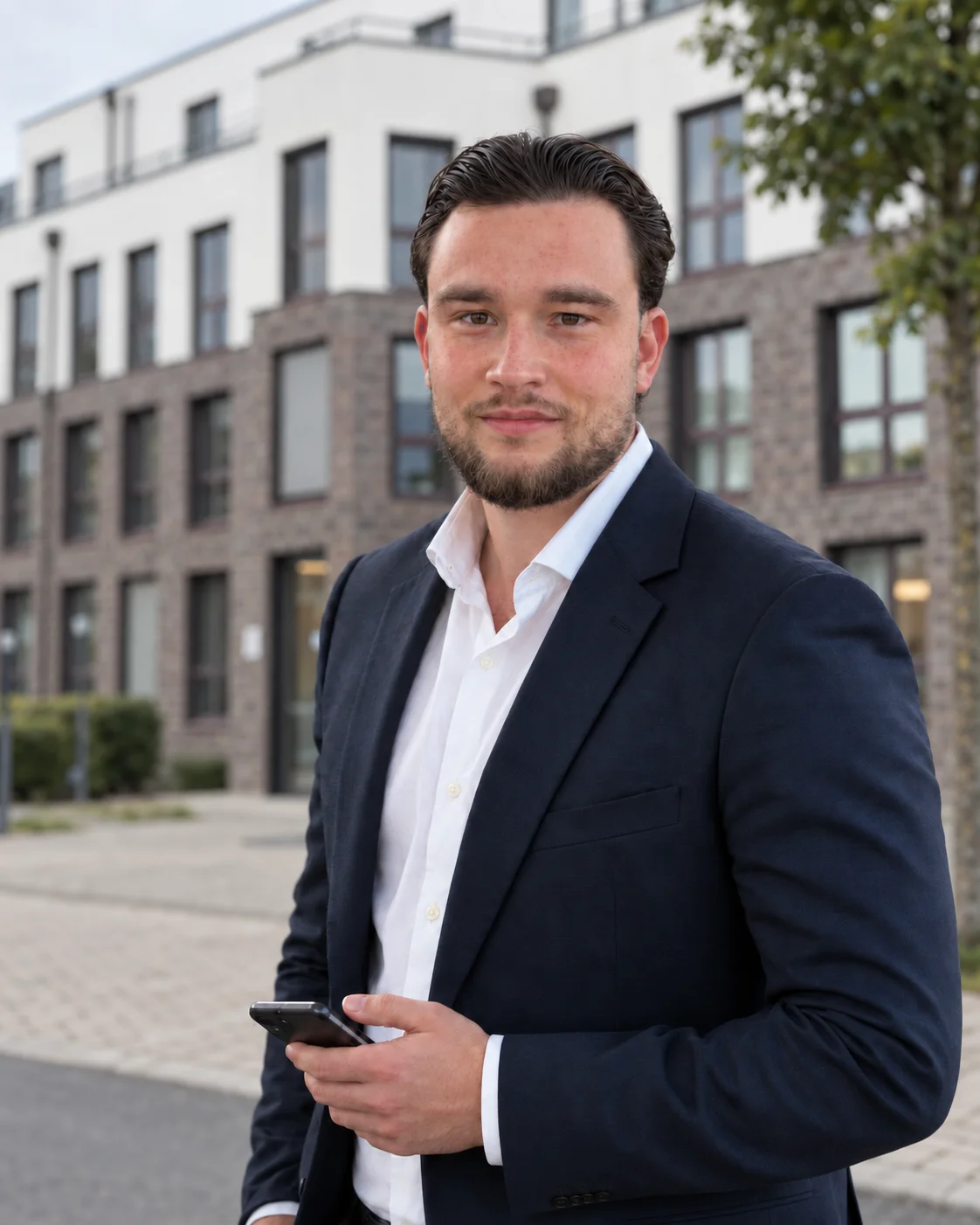 Davis Kilian vor seinem Büro in Dortmund